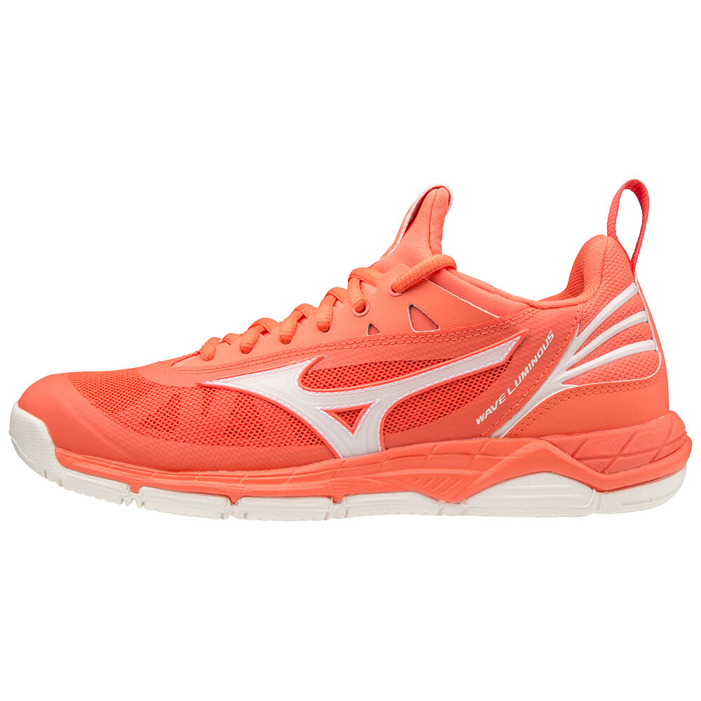 Tenis Para Voleibol Mizuno Wave Luminous Para Mujer Coral/Blancos 7408516-CP